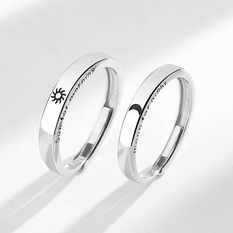 Fortune Jewel 925 Sterling Silver Sun Moon Protection Adjustable Couple Ring