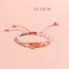 Fortune Jewel Natural Gradient Agate Reincarnation Knot Peach Blossom Wealth Luck Handmade String Bracelet