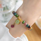 Fortune Jewel Colorful Tourmaline Cute Flower Rabbit Charm Love Bracelet