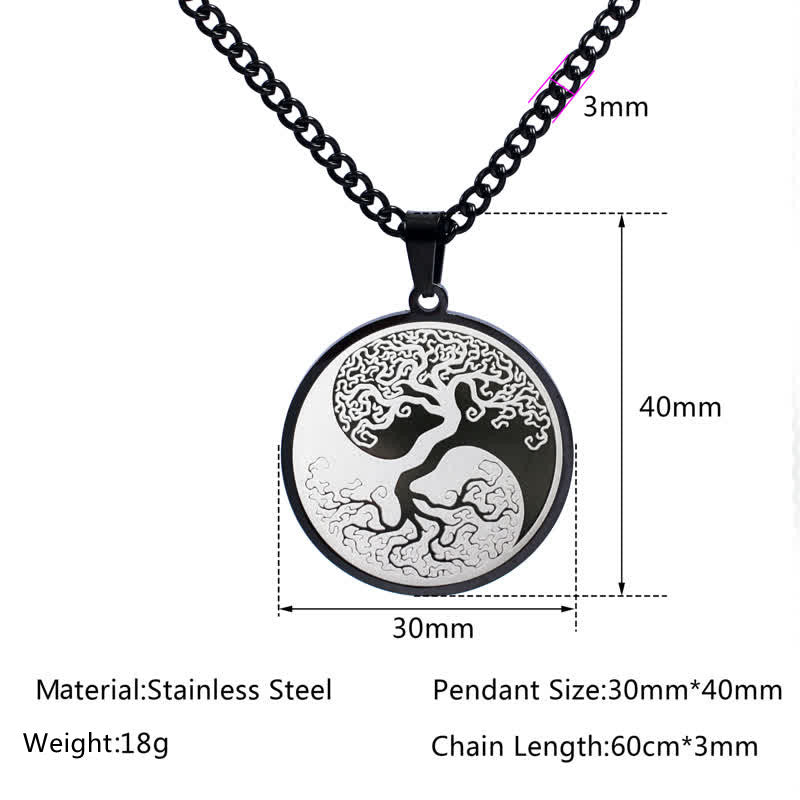 Fortune Jewel The Tree of Life Titanium Steel Connection Necklace Pendant