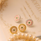 Fortune Jewel Enamel Flower Luck Earrings
