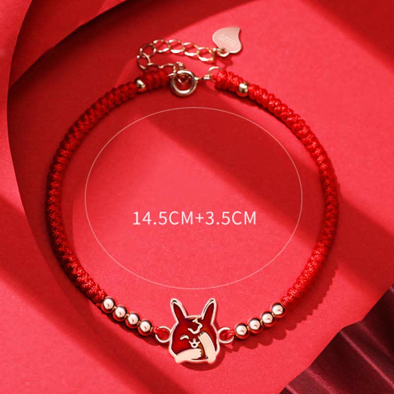 Fortune Jewel 925 Sterling Silver Chinese Zodiac Luck Faith Discolor Red String Bracelet