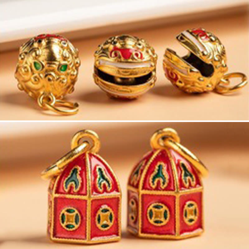 Fortune Jewel Nothing to Be Superstitious Dancing Lion Copper Wealth Key Chain