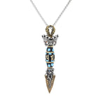 Fortune Jewel Tibet Om Mani Padme Hum Dzi Bead Dorje Vajra Pattern Wealth Rotatable Necklace Pendant