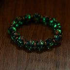Fortune Jewel Gold Swallowing Beast Family Charm Luminous Fluorescent Liuli Glass Bead Success Bracelet