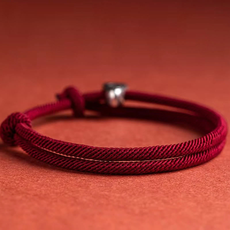 Fortune Jewel 925 Sterling Silver Fu Character Blessing Handmade Braided Bracelet