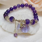 Fortune Jewel Natural Amethyst Crystal Money Bag Charm Positive Bracelet