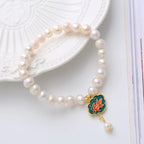 Fortune Jewel Natural Pearl Lotus Koi Fish Goldfish Optimism Charm Bracelet
