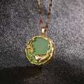 Fortune Jewel Natural Jade Koi Fish Lotus Luck Necklace Pendant