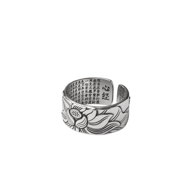 Fortune Jewel Tibetan Lotus White Copper Enlightenment Ring