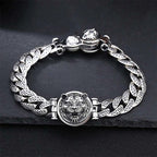 Fortune Jewel Tiger Tang Dynasty Flower Design Engraved Luck Energy Bracelet