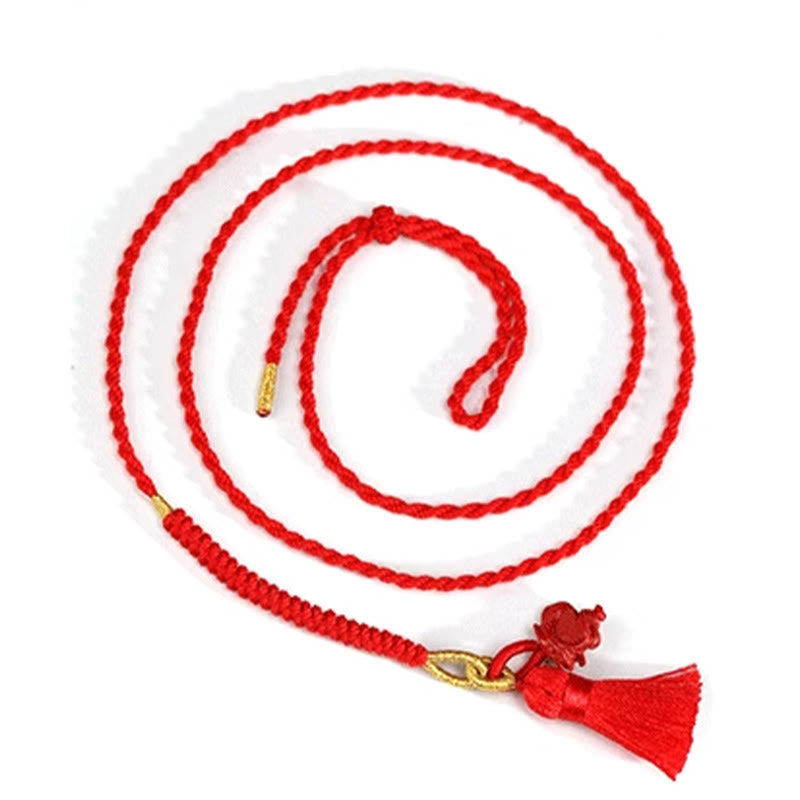 Fortune Jewel Natural Cinnabar Dragon Blessing Red String Belly Chain