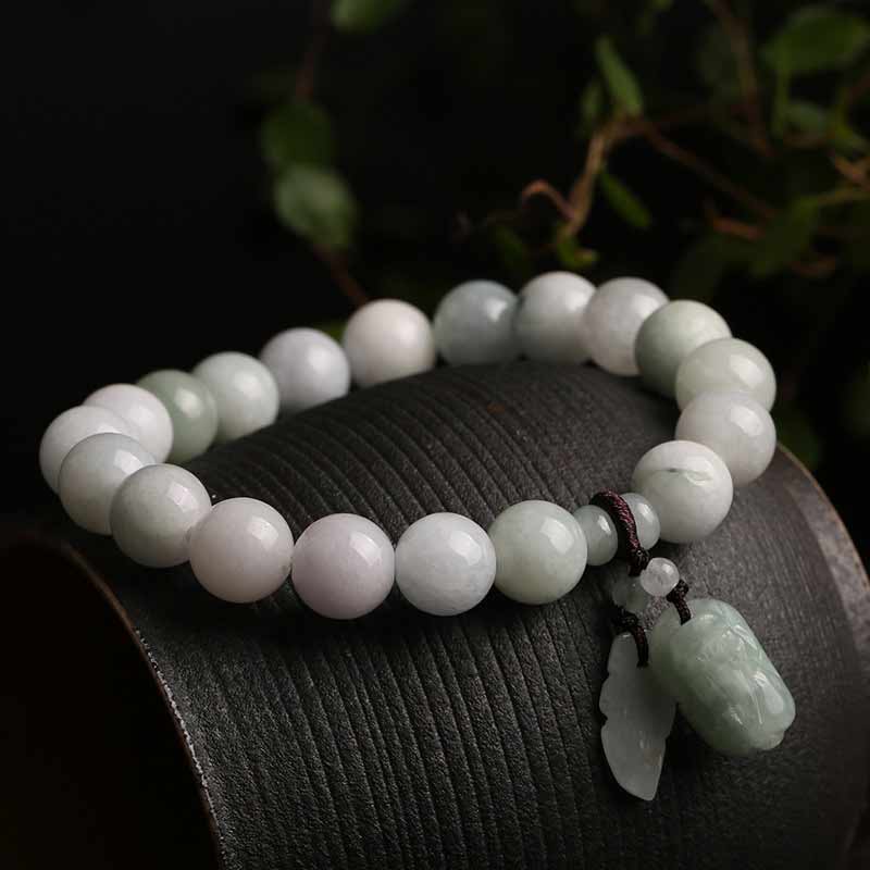 Fortune Jewel Natural Jade Pi Xiu Buddha Gourd Apple Success Bracelet