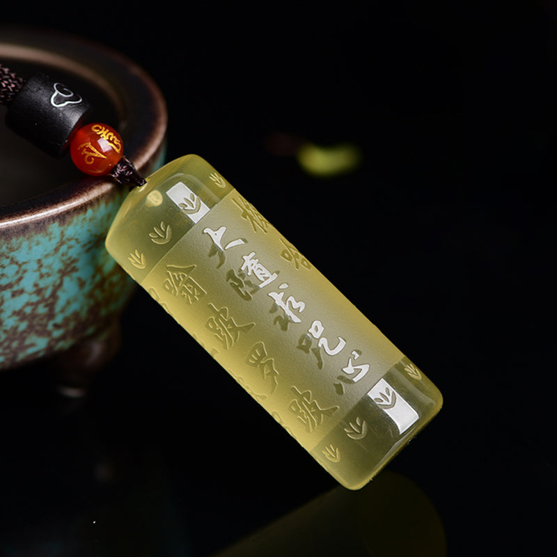 Fortune Jewel Heart Sutra Citrine Happiness Strength Necklace Pendant
