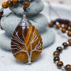 Fortune Jewel Natural Tiger Eye Strength Beaded Pendant Necklace