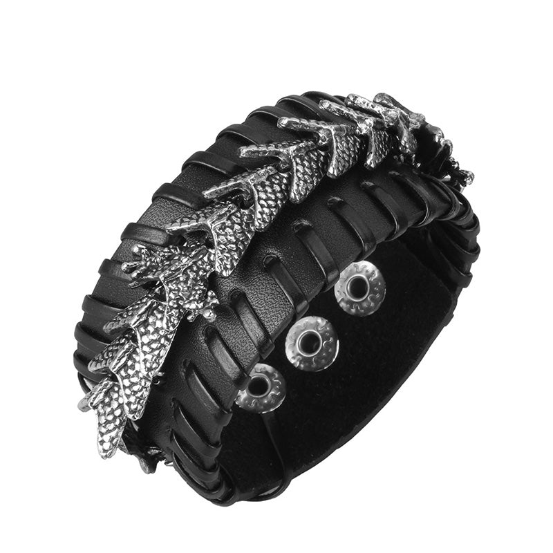 Fortune Jewel Dragon Leather Protection Weave Bracelet Fortune Jewel
