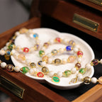 Fortune Jewel Tibetan Five God Of Wealth Fortune Liuli Glass Bead Incense Ash Porcelain Bead Charm Bracelet