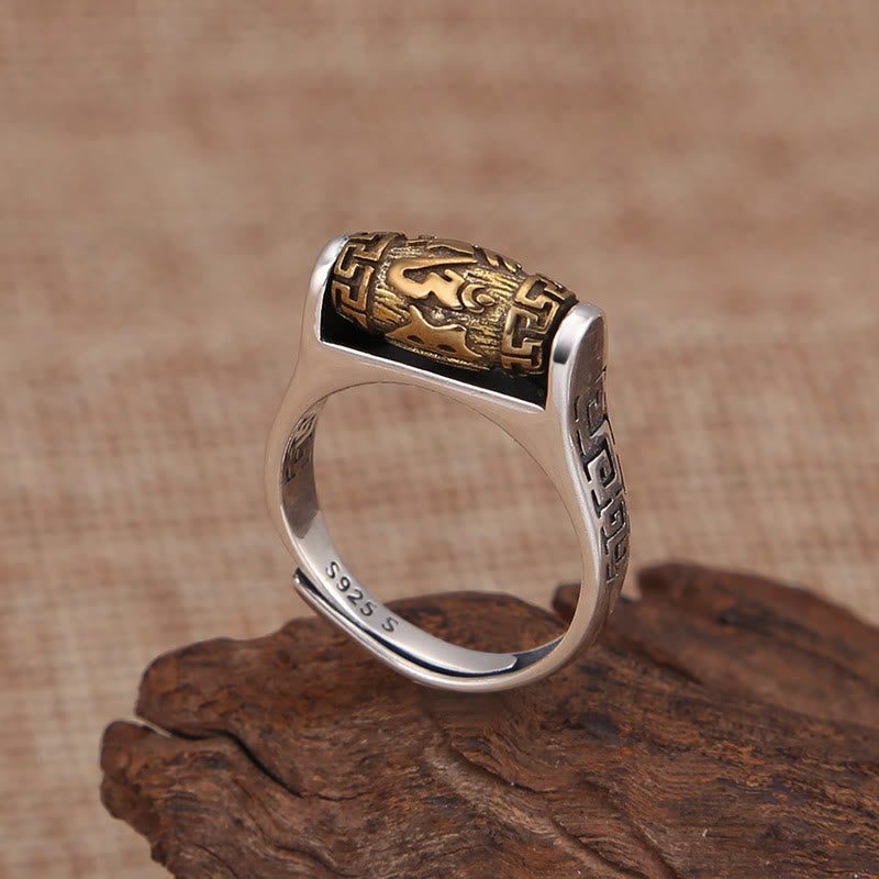 Fortune Jewel Tibet Om Mani Padme Hum Carved Design Purity Rotatable Ring