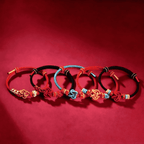 Handmade Red String Couple Bracelet with Lovers’ Knot – Zodiac Year Good-Luck Charm