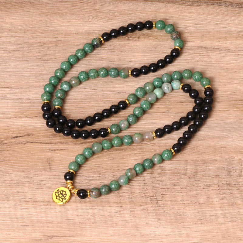 Fortune Jewel 108 Beads Natural Agate Mala Healing Bracelet