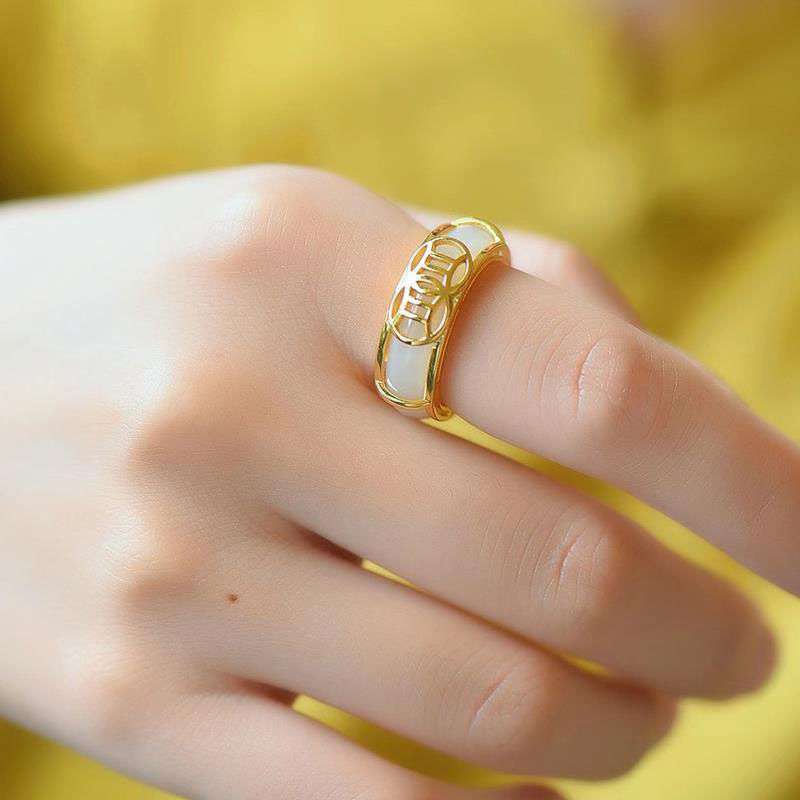 Fortune Jewel White Jade Luck Ring Necklace