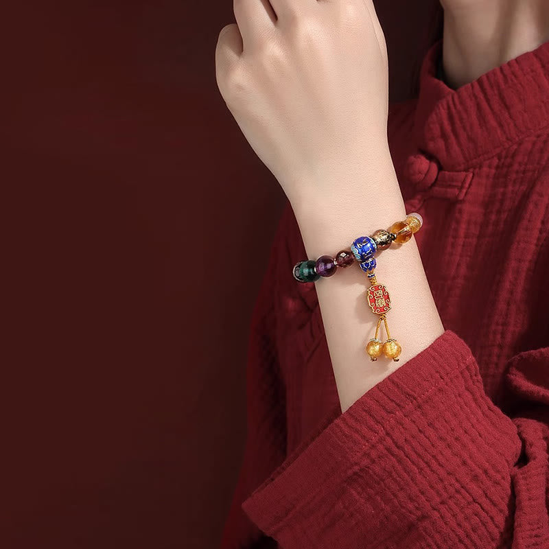 Fortune Jewel Tibetan Colorful Incense Ash Liuli Glass Bead Om Mani Padme Hum Dorje Vajra 18 Beads Wrist Mala