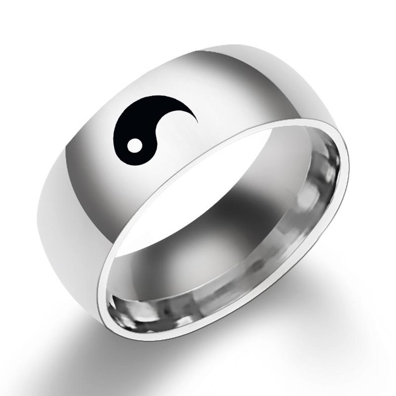 Fortune Jewel Yin Yang Balance Titanium Steel Couple Ring Fortune Jewel