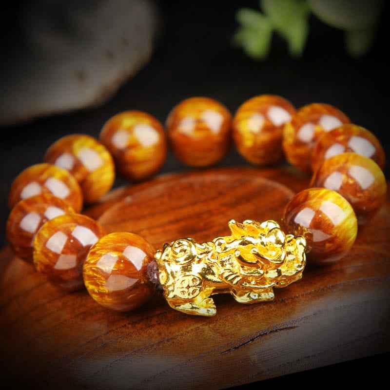 Fortune Jewel Lucky Golden Tiger Eye Abundant Pixiu Bracelet