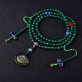Fortune Jewel 108 Mala Beads Natural Green Agate Bodhisattva Green Tara Manifestation Charm Bracelet