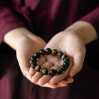 Fortune Jewel Chinese Zodiac Natal Buddha Gold Sheen Obsidian Wealth Protection Bracelet