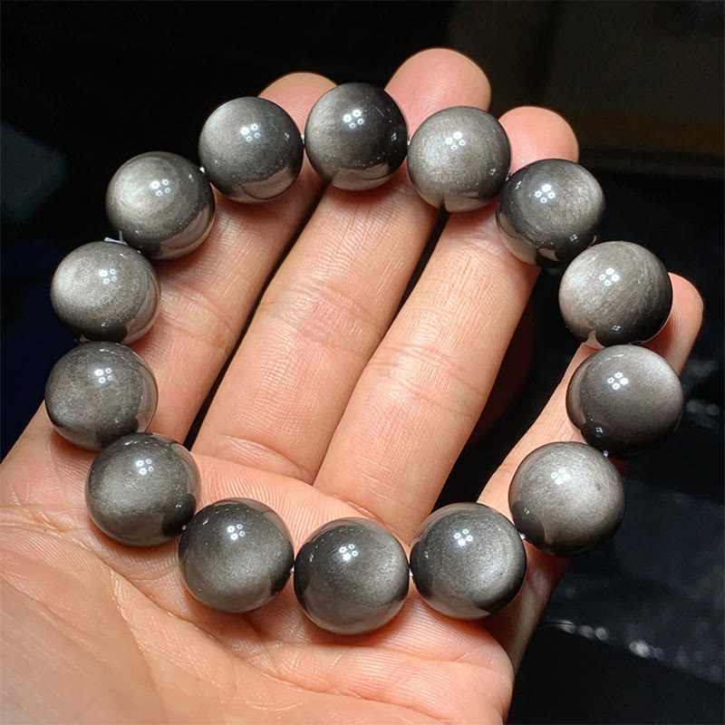 Fortune Jewel Natural Silver Sheen Obsidian Soothing Protection Bracelet
