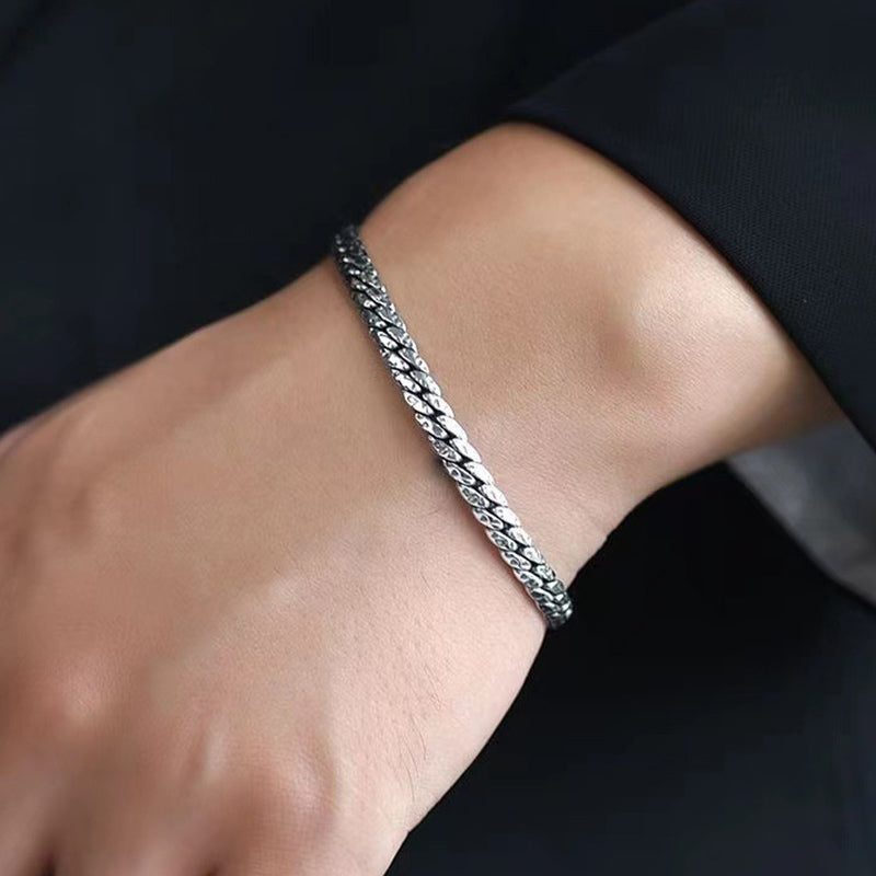 Fortune Jewel Simple Dotted Texture Design Copper Luck Buckle Bracelet