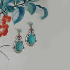 Fortune Jewel Tibet Vintage Turquoise Waterdrop Strength Drop Dangle Earrings Clips