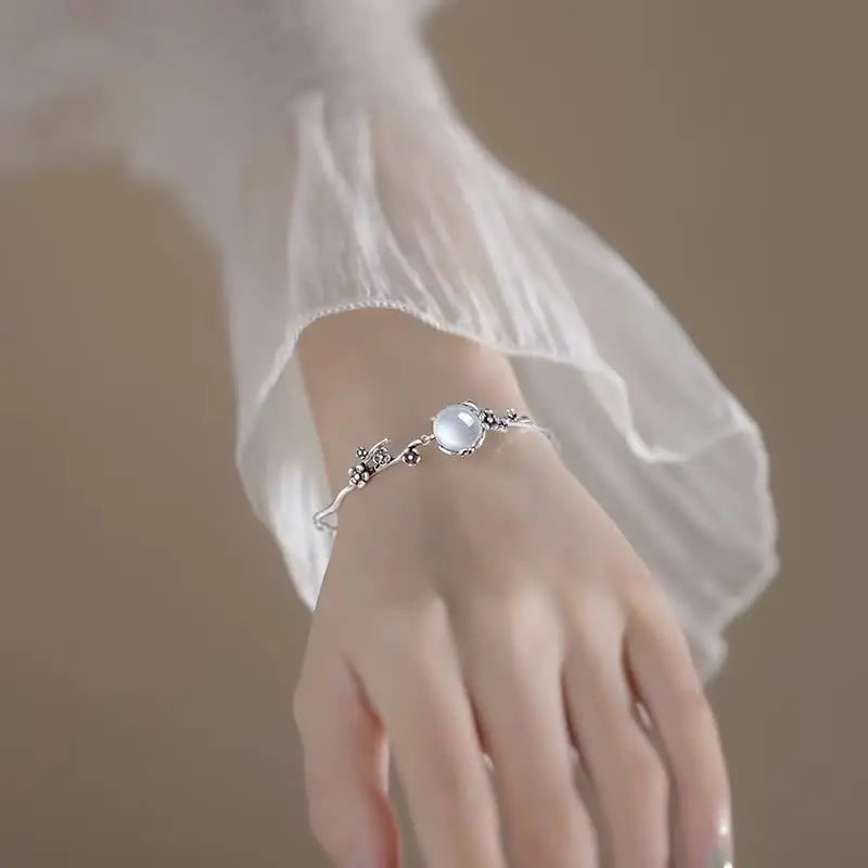 Fortune Jewel "Sending Grace and Harmony"Plum Blossom Chalcedony Bracelet Includes Gift Message Card Fortune Jewel
