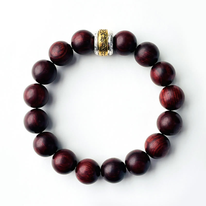Fortune Jewel Small Leaf Red Sandalwood Amulet Protection Bracelet