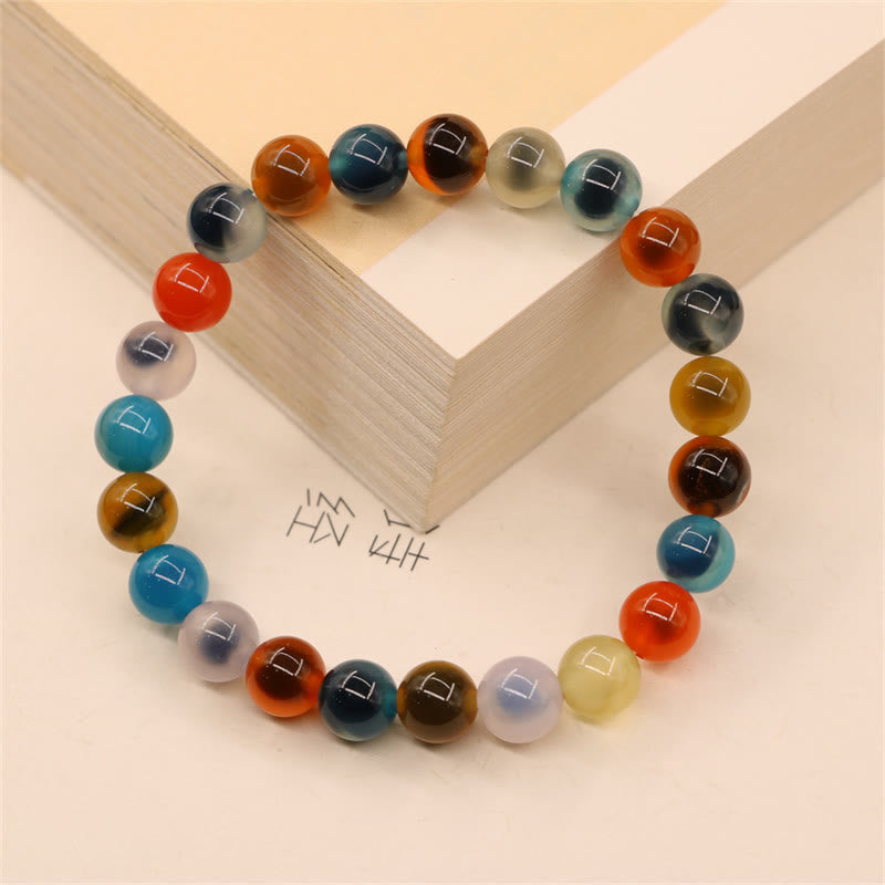 Fortune Jewel Colorful Candy Agate Healing Strength Bead Bracelet