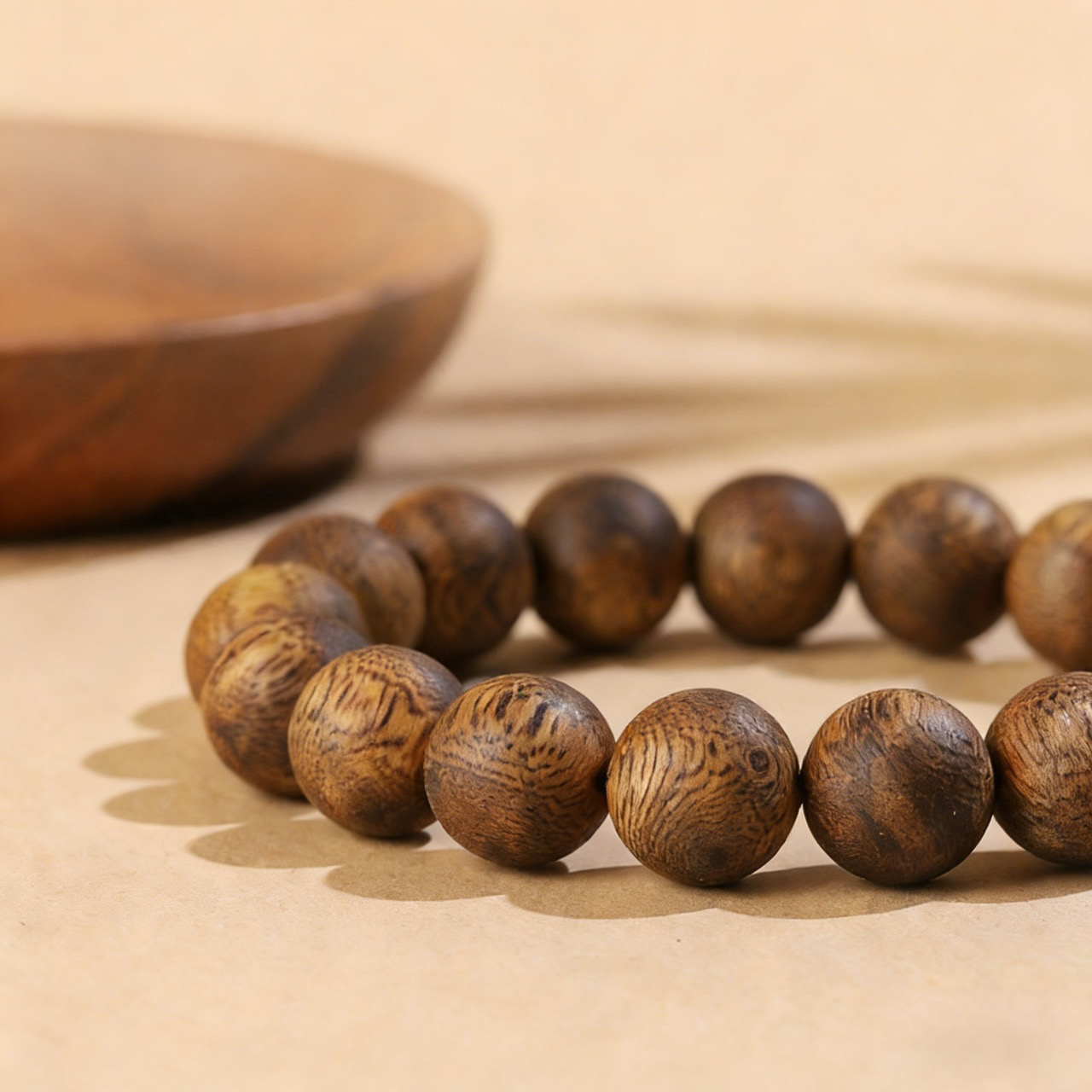 Natural Hainan Agarwood Round Bead Bracelet for Men and Women