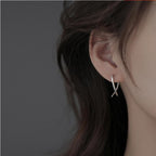 Fortune Jewel Geometric Cross Design Luck Hoop Earrings