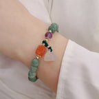 Fortune Jewel Cyan Jade Lotus Pumpkin Wish Peace Buckle Amethyst Crystal Healing Bracelet