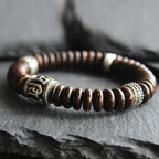 Fortune Jewel Natural Tibetan Coconut Shell Om Mani Padme Hum Positive Bracelet