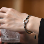 Fortune Jewel 999 Sterling Silver Fu Character Peace Buckle Copper Coin Auspicious Clouds Fortune Bracelet