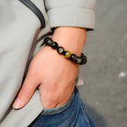 Fortune Jewel Chinese Zodiac Natal Buddha Gold Sheen Obsidian Wealth Protection Bracelet