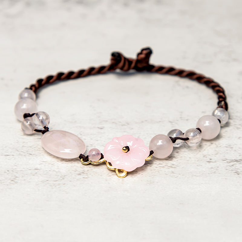 Fortune Jewel The Flower of Love Pink Crystal Soothing Anklet