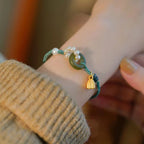 Fortune Jewel Natural Hetian Jade Peace Buckle Pearl Luck Handcrafted Braided Bracelet