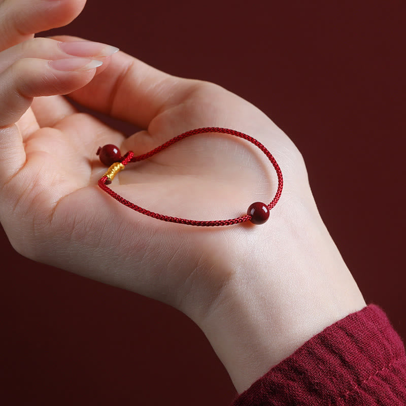 Fortune Jewel Natural Cinnabar Red Agate Blessing Red String Bracelet