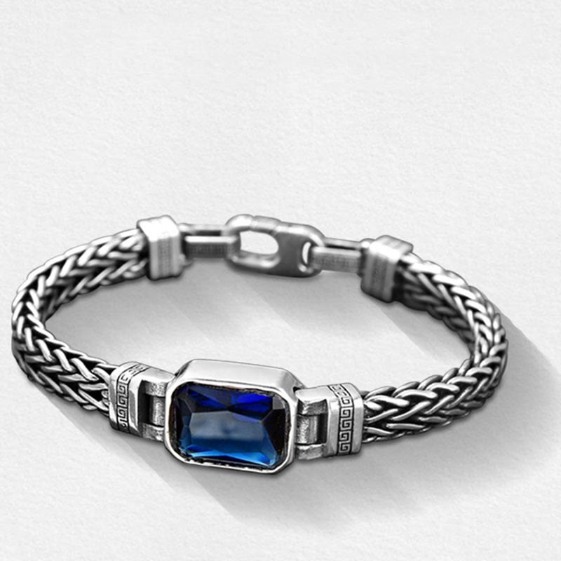 Fortune Jewel Retro Blue Acrylic Dragon Keel Braided Design Healing Wealth Buckle Bracelet
