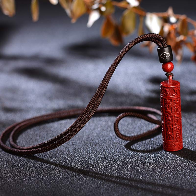 Fortune Jewel Tibetan Cinnabar Mantra Concentration String Necklace