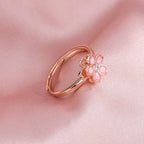 Fortune Jewel 925 Sterling Silver Cherry Blossom Blessing Chain Bracelet Rotatable Ring