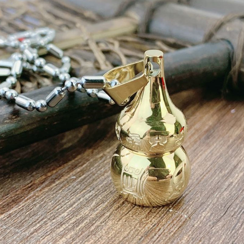 Buddha Stones Tibetan Yin Yang Symbol Gourd Harmony Titanium Steel Necklace Pendant Fortune Jewel