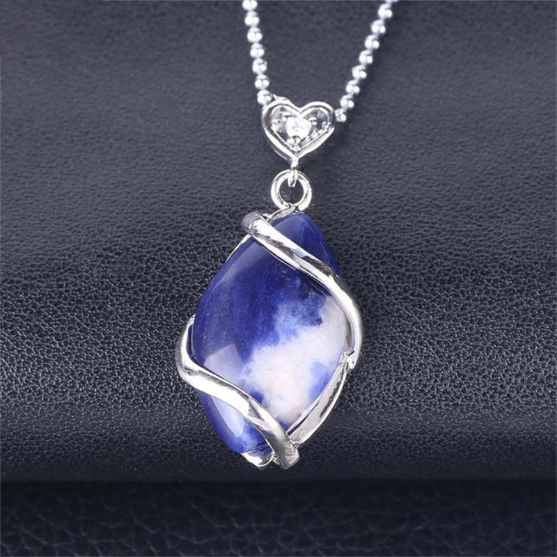 Fortune Jewel Marquise Pattern Natural Crystal Stone Charm Necklace Pendant